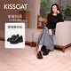 接吻貓KISSCAT25年新董璇/毛曉彤同款小D扣厚底樂(lè )福鞋百搭小皮鞋單鞋女 黑色-牛皮 （瘦腳卡碼拍小一碼） 37