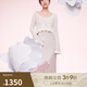 SNIDEL春夏V領荷葉邊針織衫吊帶連衣裙兩件套SWNO241110 象牙白 M （1）