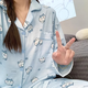 JIOESC睡衣女春秋季長(cháng)袖學(xué)生可外穿日系chiikawa可愛(ài)小八家居服兩件套裝 藍色 可愛(ài)小八 XL 【120-140斤】