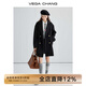 VEGA CHANG赫本風(fēng)羽絨大衣女冬學(xué)院風(fēng)高級感黑色毛呢大衣潮 黑色（南方版） M