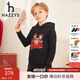 哈吉斯（HAZZYS）童裝男女童衛衣兒童衛衣紅品舒適彈力連帽衛衣 鉆石黑 145