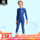 阿瑞娜（arena）兒童青少年連體長(cháng)袖長(cháng)腿泳衣男女款防曬印花抗氯游泳衣 藏青色（NVY） 130