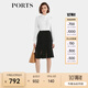 PORTS寶姿女裝2024春夏新款經(jīng)典時(shí)尚通勤蕾絲拼接三醋酸半身裙 黑色 XS (2)
