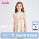 笛莎Deesha 童裝女童連衣裙2024夏季新款兒童甜美不規(guī)則分割連衣裙 綠印花 120