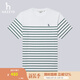 哈吉斯（HAZZYS）男裝 夏款男上衣橫條紋圓領(lǐng)短袖T恤男ASTZE0BBE72 白色WT 2XL (185/104A 52)