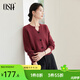 歐莎（OSA）V領(lǐng)蝴蝶結毛針織衫2025年新款女安可拉紅秋冬法式內搭毛衣 棗紅色 2XL