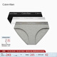 Calvin Klein內(nèi)衣女士三條裝ck本命年提花棉質(zhì)微彈比基尼三角內(nèi)褲女QP2349O MP1-太空黑/椰青灰/月光白 3條 L 尺碼偏大，建議拍小一碼