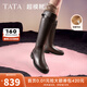他她（TATA）時(shí)裝靴騎士靴女靴子大筒圍真皮長(zhǎng)筒靴加絨高靴冬7TG84DG4 黑色（單里）-7TG84 39