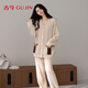 古今（GUJIN）高級配色半邊絨睡衣女士家居服睡褲大碼可外穿加絨加厚珊瑚套裝