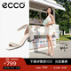 愛(ài)步（ECCO）一字帶涼鞋女 倪妮同款夏季高跟增高涼鞋羅馬涼鞋  塑雅213343 石灰色21334301378（牛皮革）   35 （偏大，建議選小一碼）
