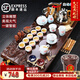 鴻冠 整套紫砂陶瓷功夫茶具套裝四合一電磁爐自動(dòng)燒水茶盤(pán)木制茶臺茶海茶道家用 09款：雙龍戲珠+手繪百合