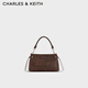 CHARLES&KEITH復古簡(jiǎn)約手提小方包斜挎包新年生日禮物送女友CK2-50671788 Distressed Coffee咖啡色 S