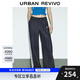 UR2025秋季新款女裝芭蕾風(fēng)松緊腰抽繩闊腿牛仔長(cháng)褲UYV850032 藍色 27