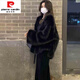 皮爾卡丹（pierre cardin）官方高檔皮草外套女2025秋冬新款黑色仿狐貍毛毛絨環(huán)保皮草女 品牌旗艦黑色 S 75斤---95斤