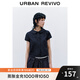 UR2025夏季新款女裝復古學(xué)院風(fēng)娃娃領(lǐng)短袖牛仔襯衫UYU850108 藍色 S