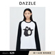DAZZLE地素 T恤2024年秋季新款女裝黑白撞色企鵝長(cháng)袖上衣 漂白色 S (160)
