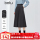 百圖（betu）女裝2025年冬季新款半身裙中高腰打條設(shè)計(jì)復(fù)古傘裙裙子女2510T73 深灰 S