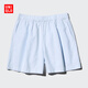 優(yōu)衣庫女裝棉質(zhì)松緊短褲/條紋休閑居家可外穿473762 61 水藍色 XL /165/78A