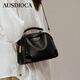 澳迪佳真皮女包2026新款時(shí)尚高級感單肩包通勤貝殼包頭層牛皮女士斜挎包 黑色