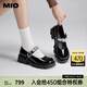 MIO七夕禮物[白鹿同款]米奧春季松糕底瑪麗珍女鞋厚底單鞋復(fù)古小皮鞋 黑色   偏瘦腳型建議選小一碼 38