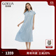 歌莉婭真絲襯衫式連衣裙女2025新款歐若風(fēng)穿搭桑蠶絲薄紗裙子 04U淺灰藍 S