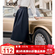 百圖betu女裝秋季新款半身裙簡約高腰半身裙顯瘦赫本裙女2309T96 深寶藍 M