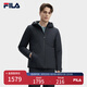 FILA 斐樂官方男裝羽絨服冬季新款時尚休閑基礎(chǔ)連帽防水防濕外套 正黑色-BK 180/100A/XL