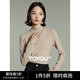初語(yǔ)舒絨保暖長(cháng)袖t恤女秋冬新款半高領(lǐng)修身創(chuàng  )意刺繡打底衫 燕麥色 M