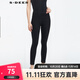 S.DEER圣迪奧通勤女裝春秋休閑褲子松緊蕾絲拼接修身黑色長(cháng)褲S21180825 黑色/91 M 165