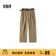 森馬（Semir）休閑褲女長(cháng)褲腰帶ins潮秋季磨毛做舊打褶闊腿褲101524127020B