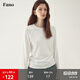 fano studios【現貨】范洛Fano 毛邊寬松圓領(lǐng)T恤女2025秋季仿羊絨插肩袖上衣短 白色 S