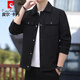 皮爾卡丹（pierre cardin）夾克男春秋季中青年商務(wù)休閑百搭燈芯絨翻領(lǐng)透氣茄克衫 黑色 2XL