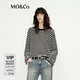 MO&Co.針織衫美麗諾綿羊毛條紋毛衣寬松落肩 黑白條色 S 160