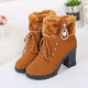 百麗踏馬丁靴女2025法式冬季百搭網(wǎng)紅靴子粗跟高跟鞋女加絨棉鞋冬天鞋子 棕色 41 偏小一碼