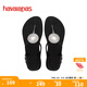 havaianas哈唯納Twist Metal夾腳涼鞋閃亮金屬T型鞋帶外穿夏季海邊女 0090-黑色 37-38 巴西碼