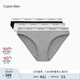 Calvin Klein內(nèi)衣女士三條裝ck提花腰邊純色性感比基尼三角內(nèi)褲女QP3276O MP1-太空黑/椰青灰/月光白 3條 M