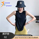 COZOK網(wǎng)紗無(wú)袖運動(dòng)上衣女寬松透氣速干衣夏季跑步罩衫健身T恤瑜伽服女 黑色 2XL _135-150斤