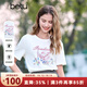 百圖betu女裝2025春夏新款T恤圓領(lǐng)原創(chuàng  )印花寬松棉感短袖T恤女2502T31 白色 L
