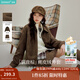 茵曼（INMAN）空氣層麂皮絨短外套2025秋冬女裝新款復古美拉德寬松夾克 咖啡色 L