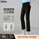 MsShe【面膜微喇牛仔褲】大碼女裝2025秋夏季胖mm顯瘦直筒七分褲子 牛仔黑色現(xiàn)貨 2XL