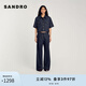 SANDRO2024秋冬款女裝新復(fù)古回潮縫線設(shè)計闊腿牛仔褲SFPPA01485 D324/深藍(lán)色 34