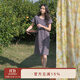 朵朵·可可【天然植物染長(cháng)裙】25夏季新款茜草染色簡(jiǎn)約短袖短睡裙 灰紫條 M (160)