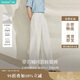 茵曼章若楠同款|法式皺感寬松闊腿褲夏季女裝通勤高腰長(cháng)褲 珍珠白 M