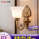 三洛美式全銅壁燈客廳背景墻燈歐式復(fù)古臥室床頭酒店過(guò)道走廊燈具N242 單頭咖啡金+LED三色泡+配防塵蓋