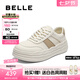 百麗（Belle）時尚撞色小白鞋女2025秋新商場同款厚底百搭板鞋E3L1DCM5 米色/杏 37 (235mm)