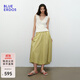 BLUE ERDOS裙褲女25春夏新款簡約休閑格紋舒適親膚涼爽高腰闊腿褲九分褲 芥綠格紋 S (160)