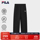 FILA 斐樂(lè )官方女士針織長(cháng)褲2025冬季時(shí)尚休閑寬松加絨直筒褲