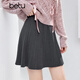 百圖（betu）女裝冬季新款半身裙高級感百搭A字針織短裙裙子女2510T69 灰色 L