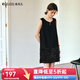 Olrain歐芮兒法式黑色連衣裙女春季2025新款無(wú)袖拼接亮片短裙 黑色 M