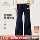 英氏（YEEHOO）女童喇叭褲兒童褲子中大童裝長(cháng)褲運動(dòng)衛褲休閑秋裝 深藍色 160